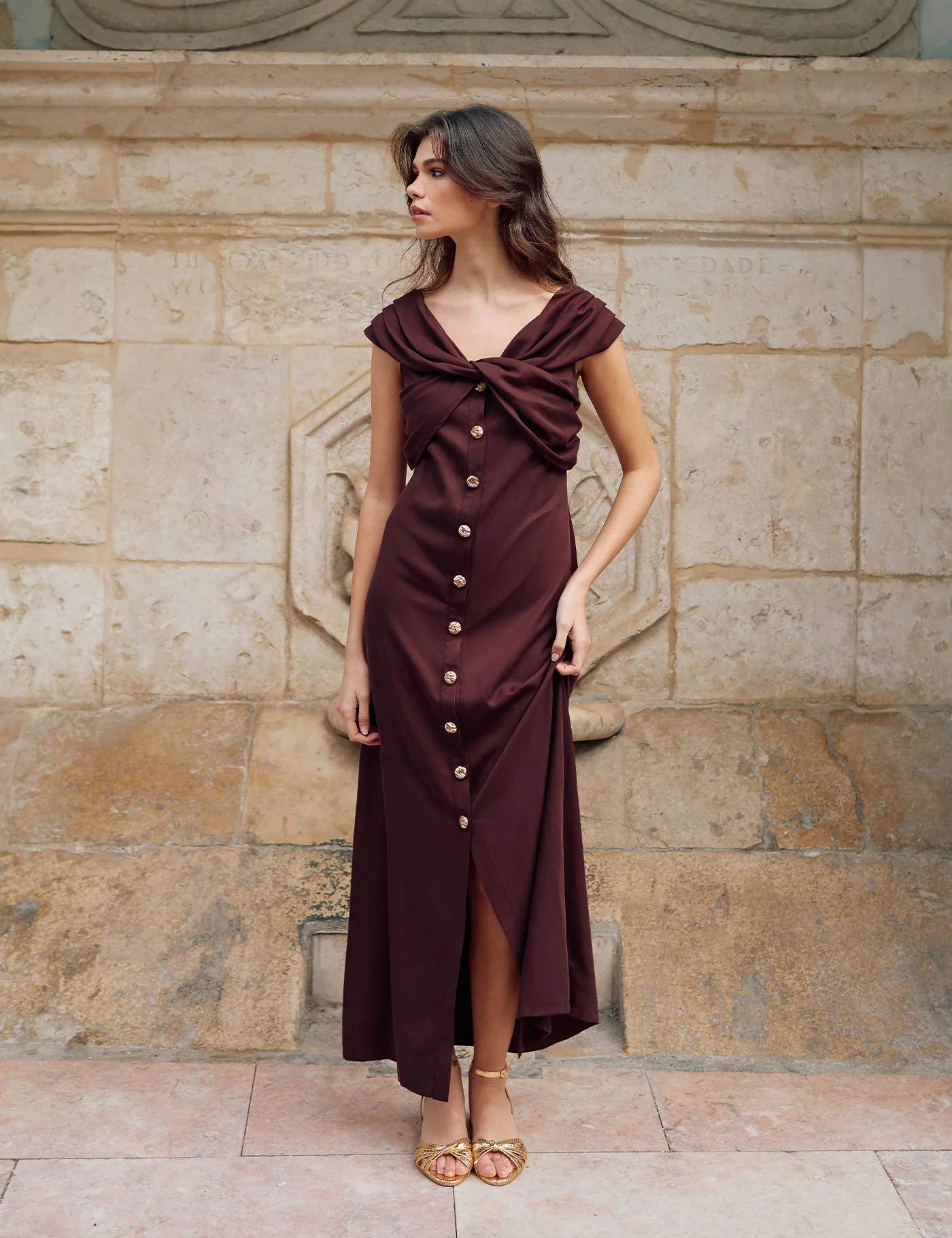 Vestido Elisabetta Bordeaux